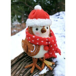 New Featherly Friends Brown Bird SNAP Christmas Holiday Decor Red Hat Scarf 2023